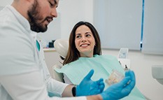 Woman smiling at the dentist