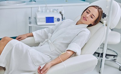 Patient receiving IV dental sedation