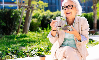 Lady enjoys salad